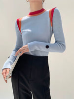 Load image into Gallery viewer, Knitted Rainbow Edge Long Sleeve Top