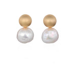 Load image into Gallery viewer, Gold Plated Round Freshwater Pearl Stud Earrings
