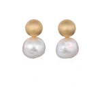 Load image into Gallery viewer, Gold Plated Round Freshwater Pearl Stud Earrings