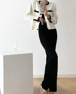 Load image into Gallery viewer, Seville Flare Leg Buckle Tailored Trousers in Black