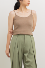Load image into Gallery viewer, Knit Strap Cami Top in Brown