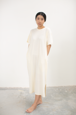 Load image into Gallery viewer, Bamboo Contrast Shirt Dress in Cream