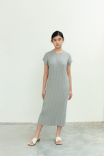 Load image into Gallery viewer, Textured Knit Midi Dress in Grey