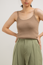 Load image into Gallery viewer, Knit Strap Cami Top in Brown