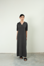 Load image into Gallery viewer, Knit V Neck Maxi Dress in Dark Grey