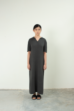 Load image into Gallery viewer, Knit V Neck Maxi Dress in Dark Grey