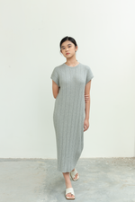 Load image into Gallery viewer, Textured Knit Midi Dress in Grey