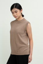 Load image into Gallery viewer, Knit Sleeveless Vest Top in Brown'