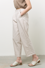 Load image into Gallery viewer, Linen Blend Mid-Waist Straight Pants in Ecru