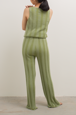 Load image into Gallery viewer, Knit Stripe Pattern Pants in Green'
