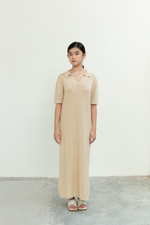 Load image into Gallery viewer, Knit V Neck Maxi Dress in Beige
