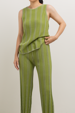 Load image into Gallery viewer, Knit Stripe Pattern Pants in Green'
