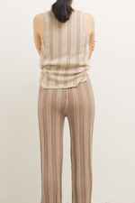 Load image into Gallery viewer, Knit Stripe Pattern Pants in Brown
