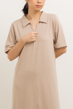 Load image into Gallery viewer, Front Zip Collar Dress in Khaki
