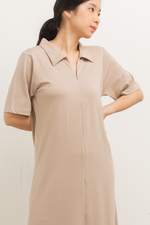 Load image into Gallery viewer, Front Zip Collar Dress in Khaki