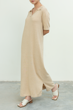 Load image into Gallery viewer, Knit V Neck Maxi Dress in Beige