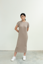 Load image into Gallery viewer, Textured Knit Midi Dress in Brown