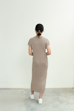 Load image into Gallery viewer, Textured Knit Midi Dress in Brown