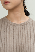 Load image into Gallery viewer, Textured Knit Midi Dress in Brown