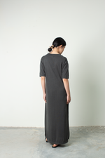 Load image into Gallery viewer, Knit V Neck Maxi Dress in Dark Grey
