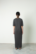 Load image into Gallery viewer, Knit V Neck Maxi Dress in Dark Grey