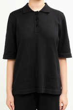 Load image into Gallery viewer, Knit Collared Top in Black