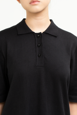 Load image into Gallery viewer, Knit Collared Top in Black