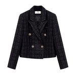 Load image into Gallery viewer, Mauro Cropped Tweed Blazer in Navy