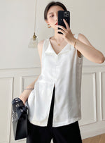 Load image into Gallery viewer, Casablanca Silk Split Top in White