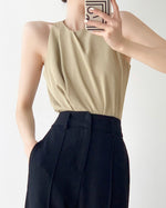 Load image into Gallery viewer, Sydney Gather Sleeveless Top in Khaki