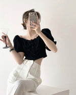 Load image into Gallery viewer, Pamela Black Bustier 2-Way Blouse in Black