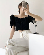 Load image into Gallery viewer, Pamela Black Bustier 2-Way Blouse in Black