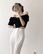 Load image into Gallery viewer, Pamela Black Bustier 2-Way Blouse in Black