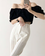 Load image into Gallery viewer, Pamela Black Bustier 2-Way Blouse in Black