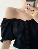 Load image into Gallery viewer, Pamela Black Bustier 2-Way Blouse in Black