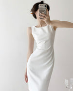 Load image into Gallery viewer, Airey Gathered Tank Dress in White
