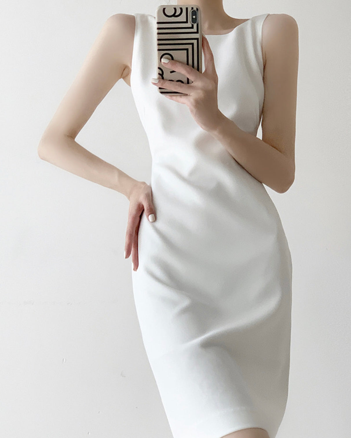 Airey Gathered Tank Dress in White