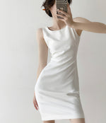 Load image into Gallery viewer, Airey Gathered Tank Dress in White
