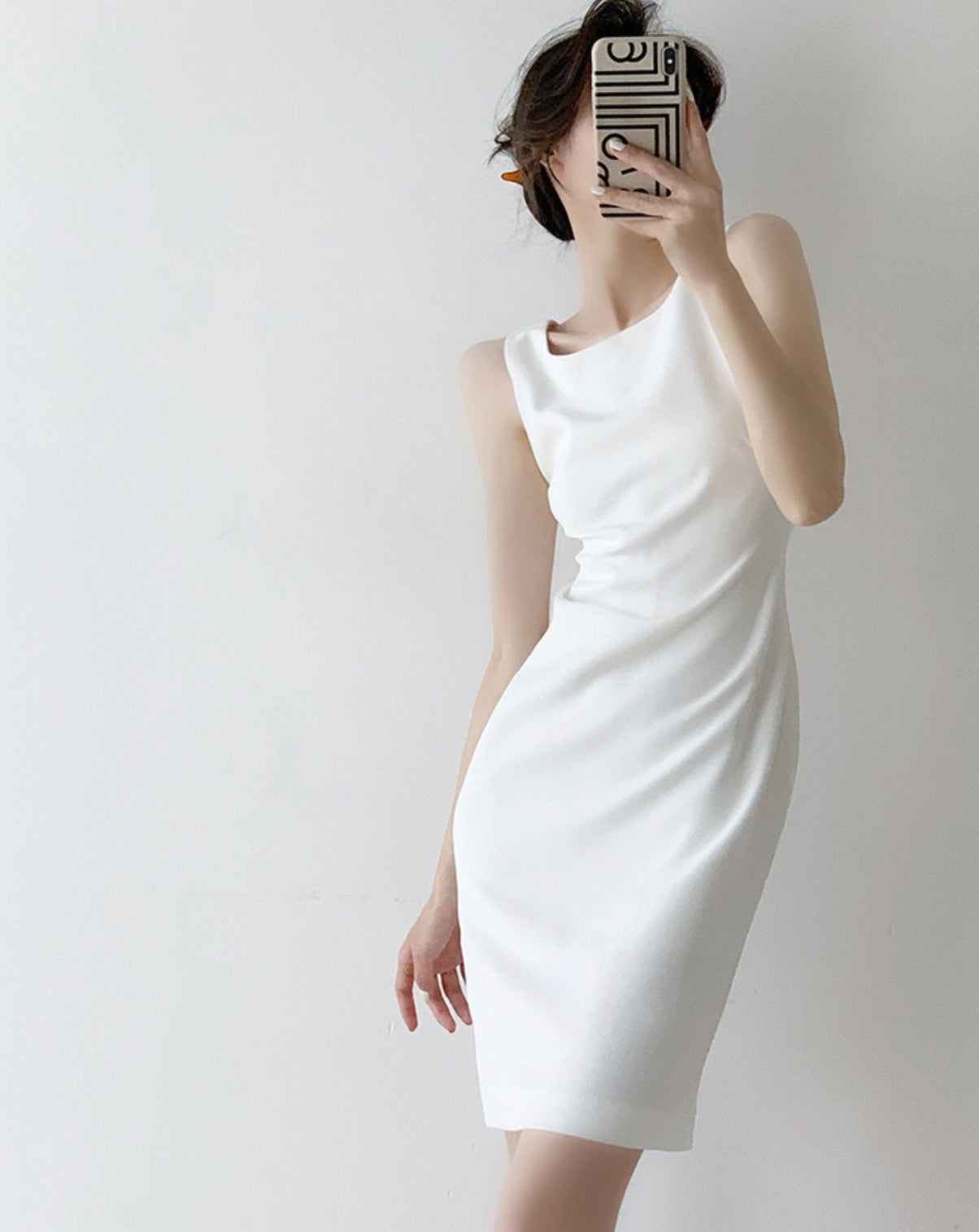 Airey Gathered Tank Dress in White
