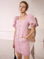 Load image into Gallery viewer, Ake Tweed Shift Dress in Pink