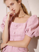 Load image into Gallery viewer, Ake Tweed Shift Dress in Pink