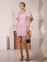 Load image into Gallery viewer, Ake Tweed Shift Dress in Pink