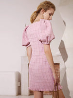 Load image into Gallery viewer, Ake Tweed Shift Dress in Pink