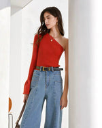 Load image into Gallery viewer, Nova Knit Toga Top- Brick Red