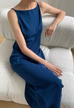 Load image into Gallery viewer, Low Back Light Knit Cami Dress- Royal Blue