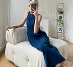 Load image into Gallery viewer, Low Back Light Knit Cami Dress- Royal Blue