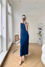 Load image into Gallery viewer, Low Back Light Knit Cami Dress- Royal Blue