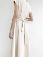 Load image into Gallery viewer, Flutter Pocket Midi Dress in Cream