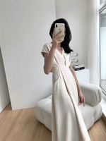 Load image into Gallery viewer, Flutter Pocket Midi Dress in Cream