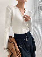 Load image into Gallery viewer, V Button Wool Cardigan- White